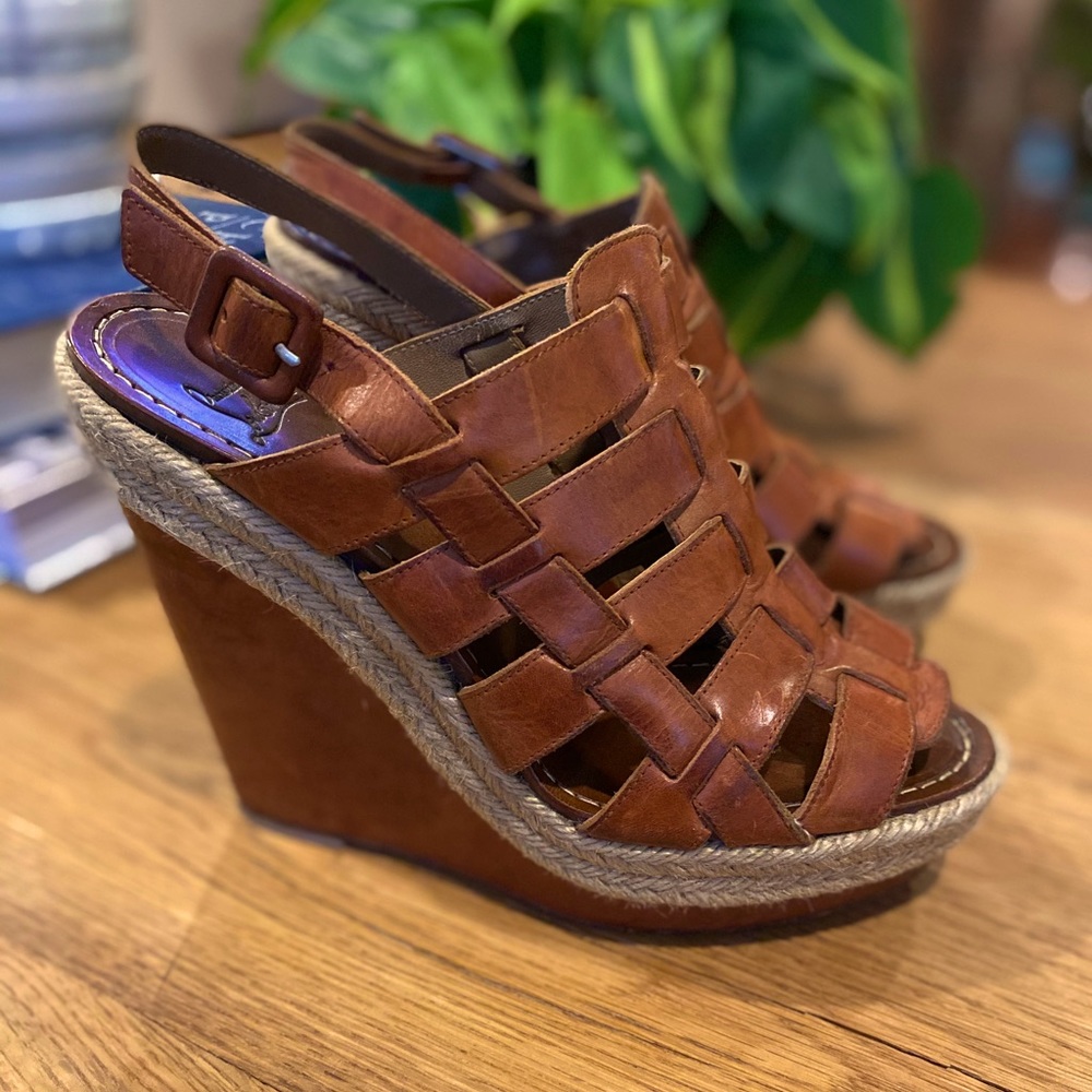 Christian Louboutin Leather Wedge Sandals